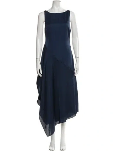 Pre-owned Azeeza Bateau Neckline Midi Length Dress In Blue