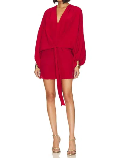 Azeeza Calla Mini Silk Dress In Cherry In Red