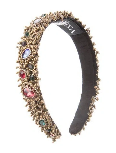 Pre-owned Azeeza Crystal Headband Accesories In Gold