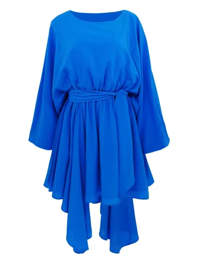 Azeeza Naila Silk Mini Dress In Blue