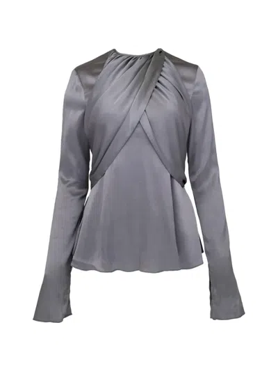 Azeeza Elowen Twisted Long-sleeve Top In Gray