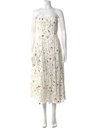 Pre-owned Azeeza Floral Print Midi Length Dress In Neutrals/white