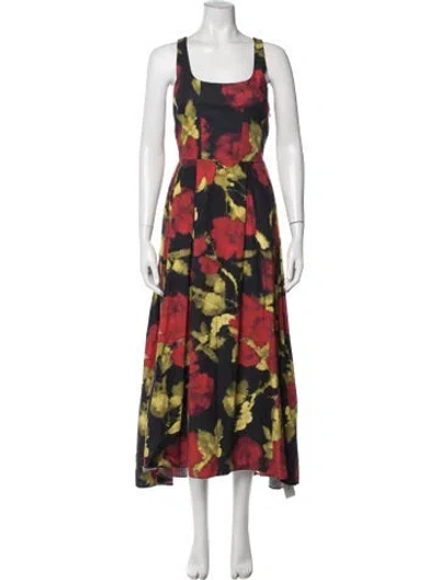 Pre-owned Azeeza Floral Print Midi Length Dress In Red
