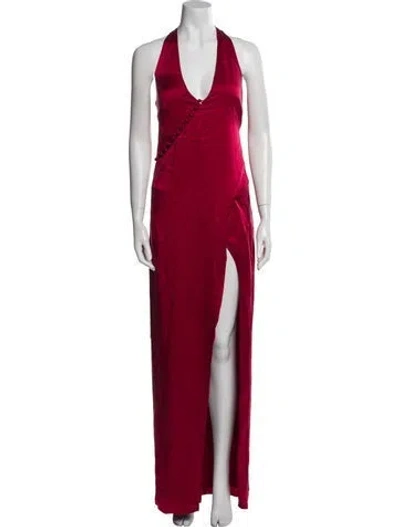 Pre-owned Azeeza Halterneck Long Dress In Red