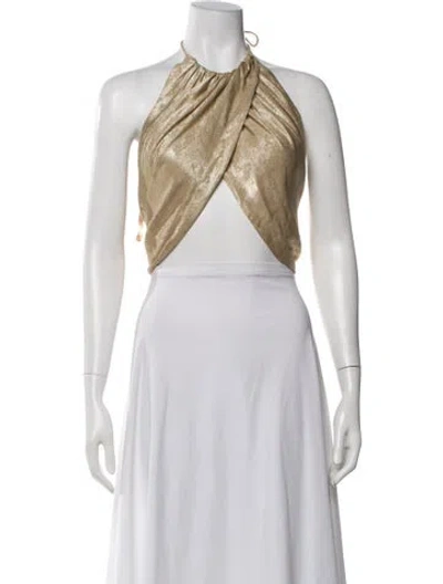 Pre-owned Azeeza Halterneck Sleeveless Crop Top W/ Tags In Gold