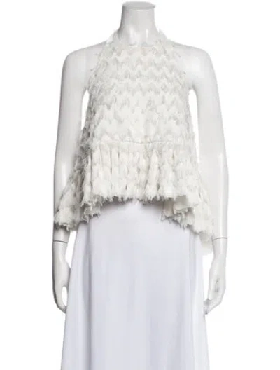 Pre-owned Azeeza Halterneck Sleeveless Top In White