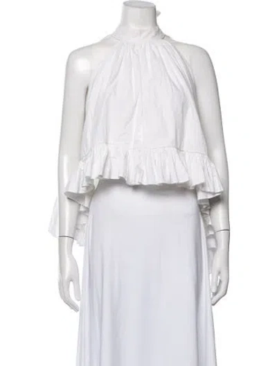 Pre-owned Azeeza Halterneck Sleeveless Top In White