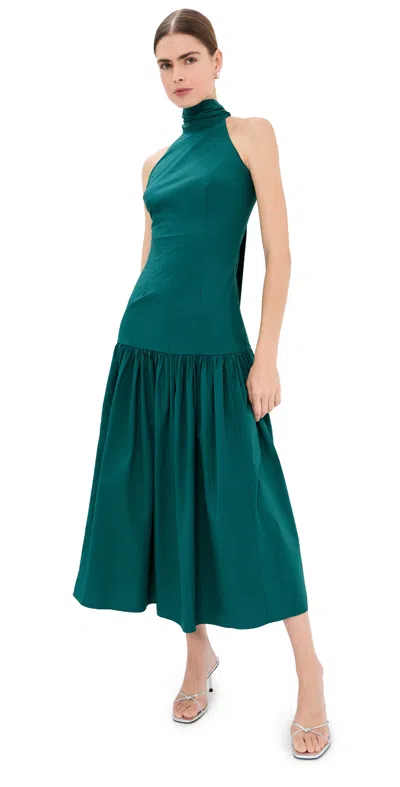 Azeeza Indira Midi Dress Peacock In Green