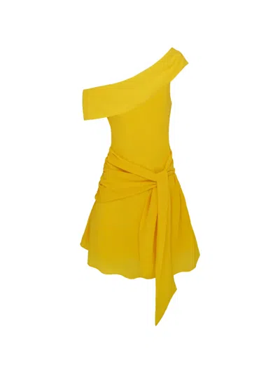 Azeeza Kavari One-shoulder Mini Dress In Yellow