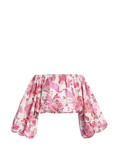 Azeeza Margot Off-shoulder Paisley Top In White