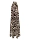 Azeeza Meera Zebra-pattern Halterneck Midi Dress In Black