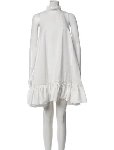 Pre-owned Azeeza Mock Neck Mini Dress In White