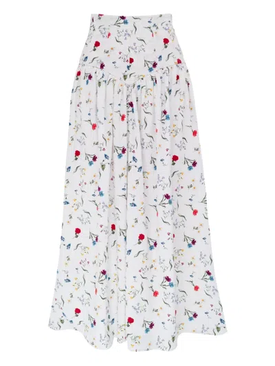 AZEEZA NOORA FLORAL-PATTERN MIDI SKIRT
