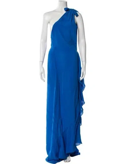 Pre-owned Azeeza One-shoulder Long Dress In Blue