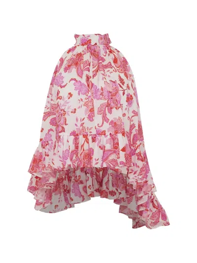 Azeeza Plath Paisley Ruffled Top In Multi