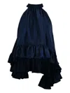 Azeeza Plath Silk Top Navy In Blue