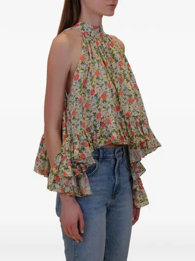 Azeeza Plath Ruffled-hem Blouse In Multi
