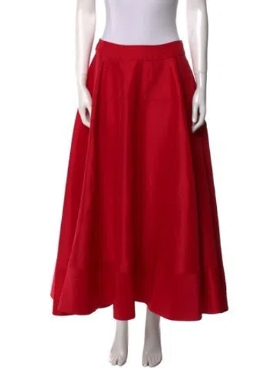Pre-owned Azeeza Pleated Accents Midi Length Skirt W/ Tags In Red