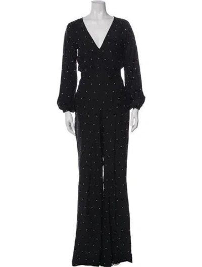 Pre-owned Azeeza Polka Dot Print V-neck Jumpsuit In Black