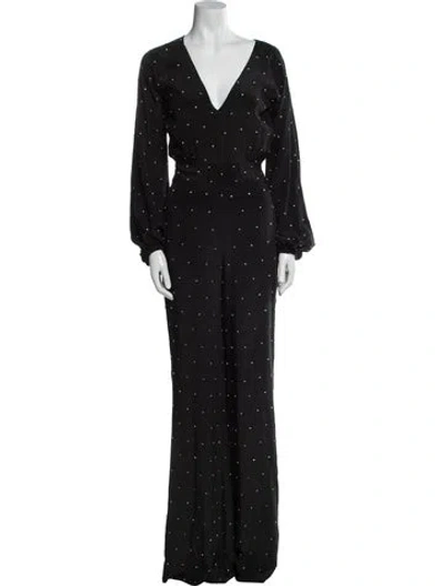 Pre-owned Azeeza Polka Dot Print V-neck Jumpsuit In Black