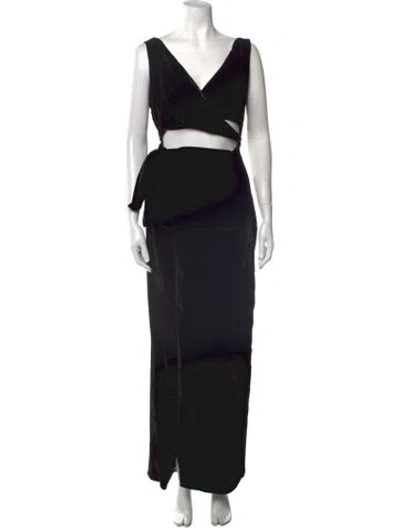 Pre-owned Azeeza Printed Long Dress W/ Tags In Black