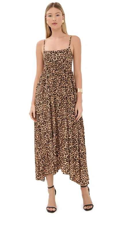 Azeeza Rachel Midi Dress Leopard In Brown