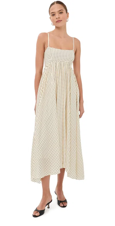 Azeeza Rachel Polka Dot Midi Dress Polka Dot In Neutral