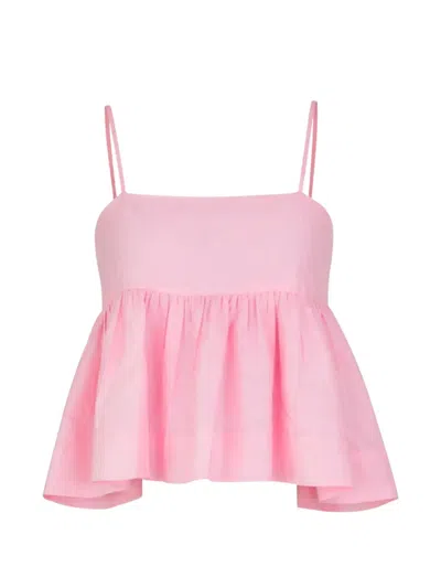 Azeeza Rachel Ruffled Taffeta Top In Pink