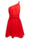 Azeeza Rodite One-shoulder Braided-belt Mini Dress In Red