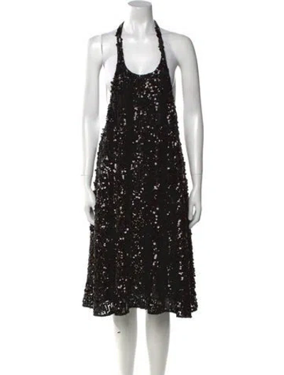 Pre-owned Azeeza Scoop Neck Midi Length Dress In Black