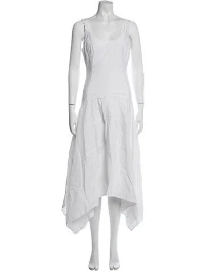 Pre-owned Azeeza Scoop Neck Midi Length Dress In White