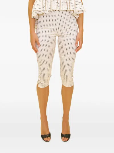 Azeeza Shreya Polka-dot Cropped Trousers In White