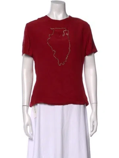 Pre-owned Azeeza Silk Graphic Print T-shirt In Red