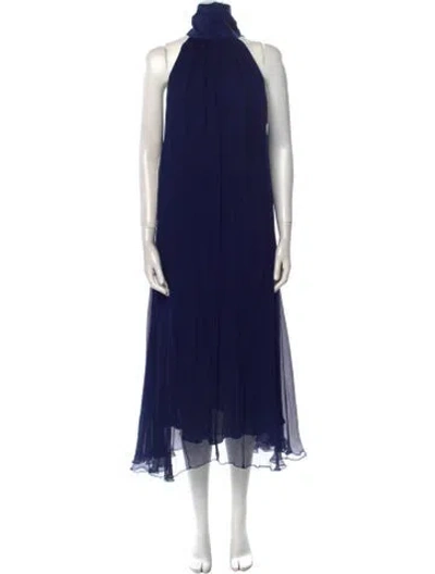 Pre-owned Azeeza Silk Long Dress In Blue