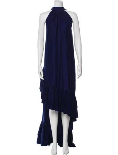 Pre-owned Azeeza Silk Long Dress In Blue