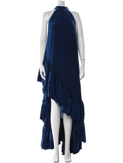Pre-owned Azeeza Silk Long Dress In Blue