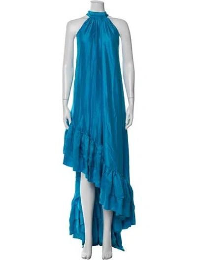 Pre-owned Azeeza Silk Long Dress In Blue