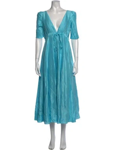 Pre-owned Azeeza Silk Long Dress In Blue