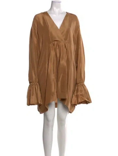 Pre-owned Azeeza Silk Long Dress In Brown