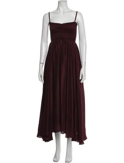 Pre-owned Azeeza Silk Long Dress In Burgundy