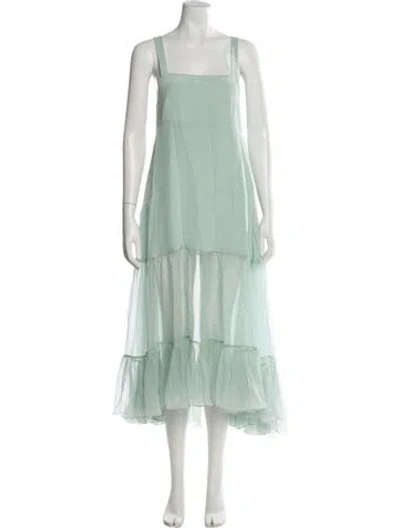 Pre-owned Azeeza Silk Long Dress In Green