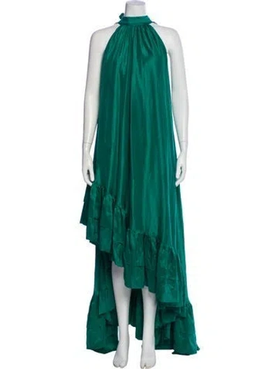 Pre-owned Azeeza Silk Long Dress In Green