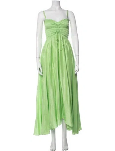 Pre-owned Azeeza Silk Long Dress In Green