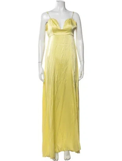 Pre-owned Azeeza Silk Long Dress In Green/yellow