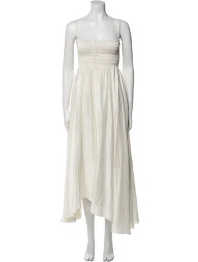 Pre-owned Azeeza Silk Long Dress In Neutral