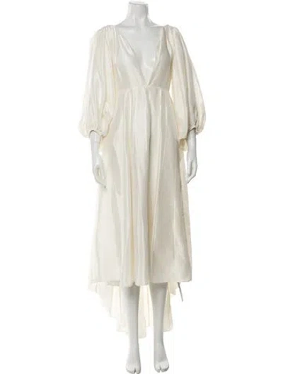 Pre-owned Azeeza Silk Long Dress In Neutral