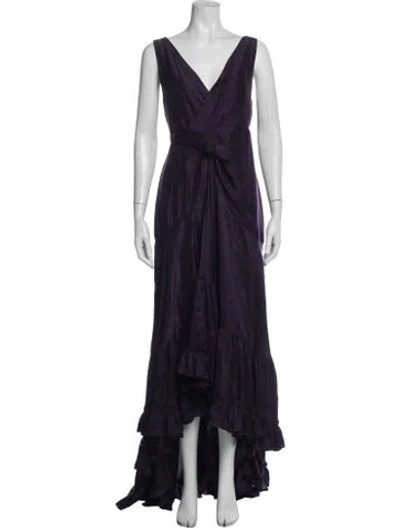 Pre-owned Azeeza Silk Long Dress In Purple