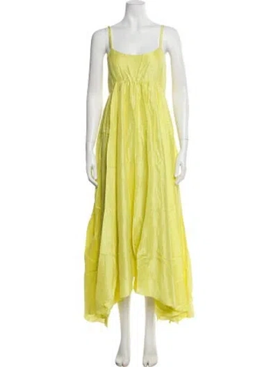Pre-owned Azeeza Silk Long Dress In Yellow
