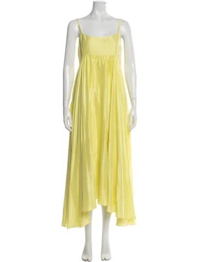 Pre-owned Azeeza Silk Long Dress In Yellow