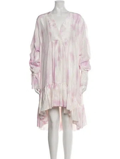 Pre-owned Azeeza Silk Midi Length Dress In Neutral